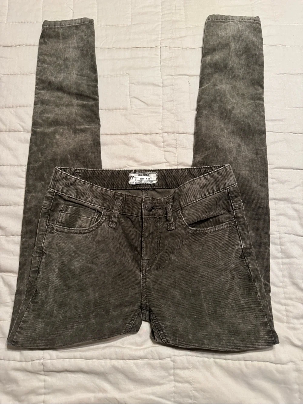 Free People Olive Green Corduroy Skinny Jeans